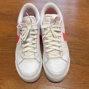 Nike Women's Court Legacy Lift White and Coral Sneakers